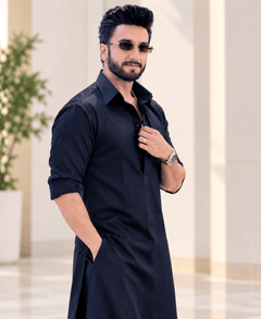 Armani Black Kurta Set with Pyjama - The Indian Kurta