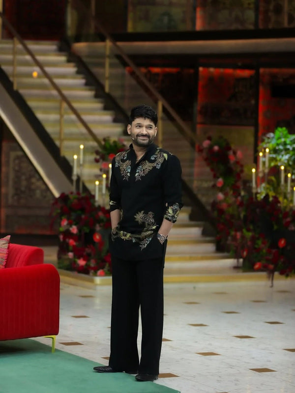 Black Embroidered Designer Kurta Set - The Indian Kurta