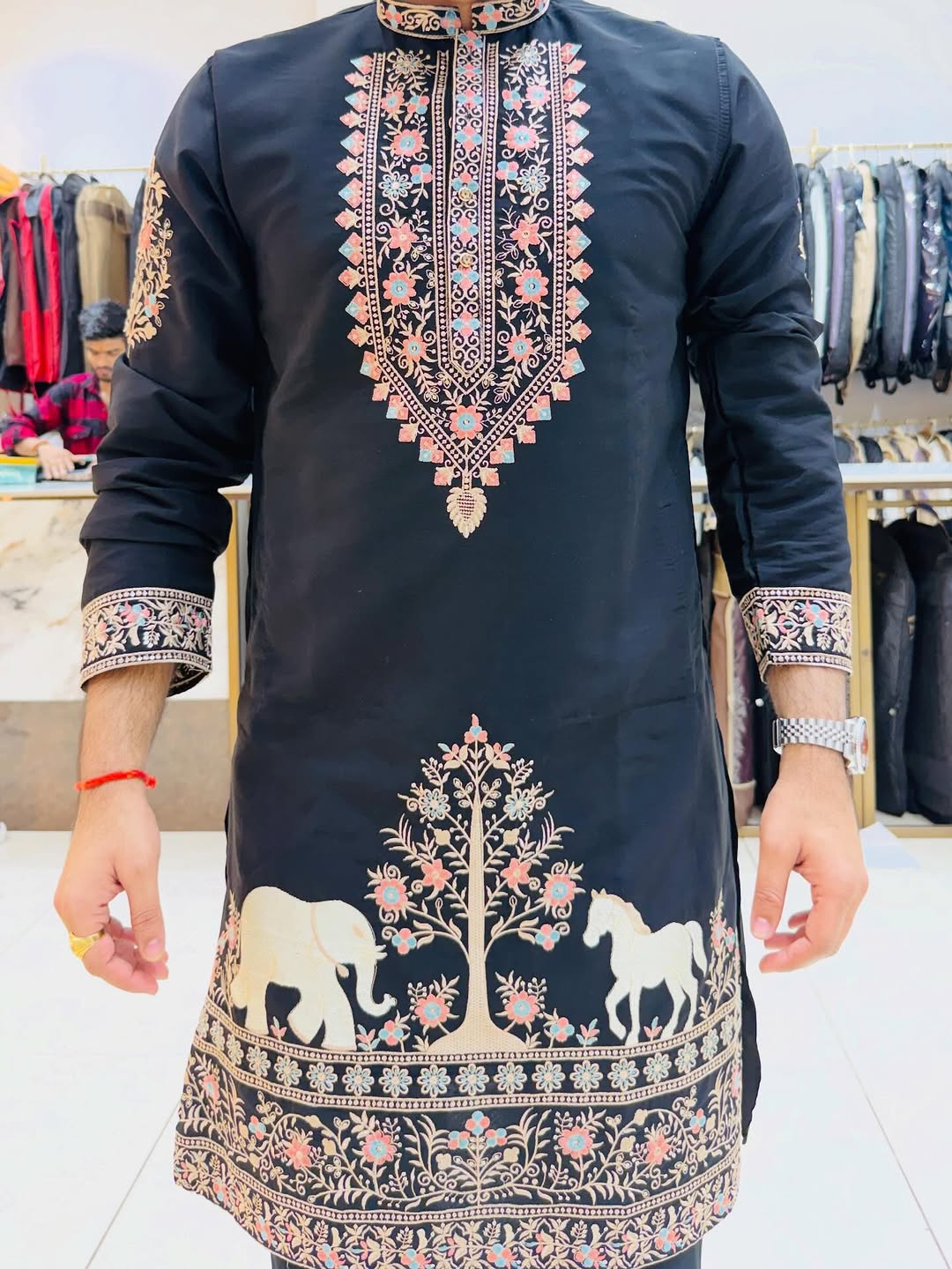 Elvish Yadav Adition Black kurta pajama with dupatta - The Indian Kurta