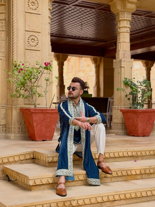 Neavy Blue Kurta set With dupata Embroidery work - The Indian Kurta