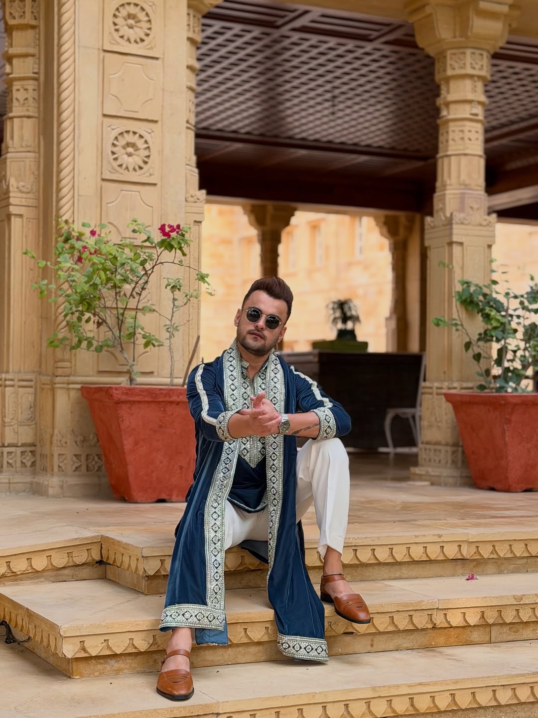 Neavy Blue Kurta set With dupata Embroidery work - The Indian Kurta