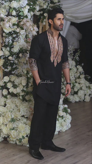 Z Black  Kurta pyjama Set With Embroidery
