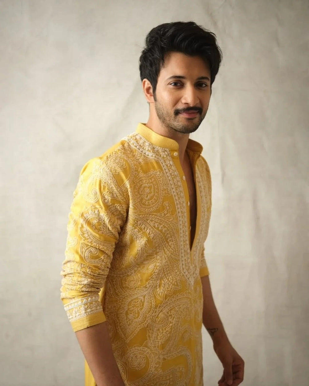 Yellow Ethnic Kurta Heavy Embroidered Work - The Indian Kurta