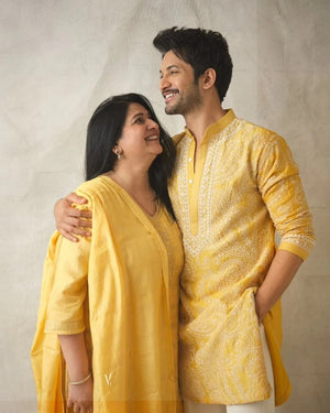 Yellow Ethnic Kurta Heavy Embroidered Work - The Indian Kurta