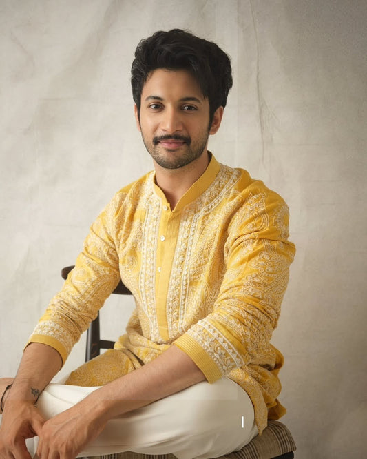 Yellow kurta With Embroidery work - The Indian Kurta