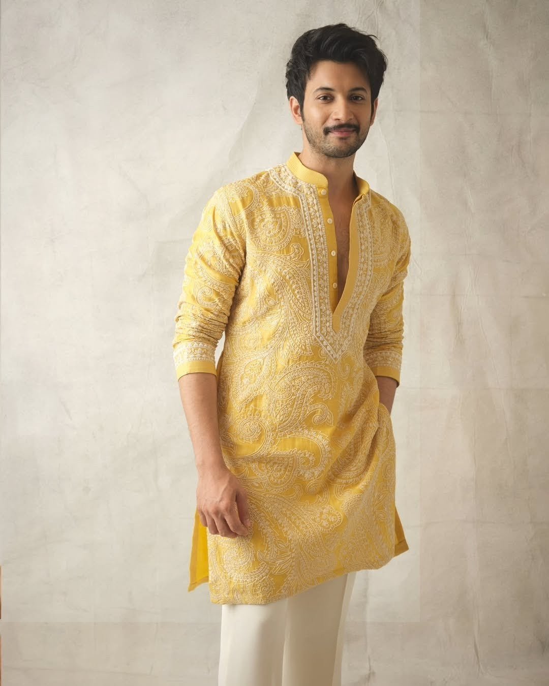 Yellow kurta With Embroidery work - The Indian Kurta